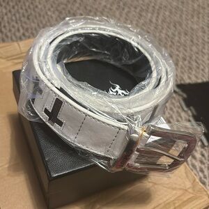 Black and white cross belt